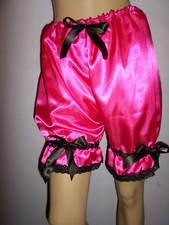  DEEP PINK SATIN BLACK   LACE BLOOMERS VICTORIAN LOOK  30-46W