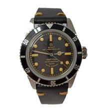 Walter Mitt Sea Diver Vintage Steel Automatic Black Leather Men's Watch