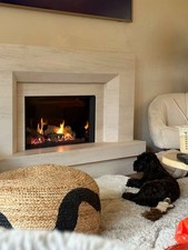Mediterranean Limestone Fireplace surround (electric fireplace not included)