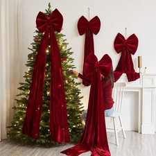 Christmas Decorations Xmas Tree Large Red Velvet Bow Giant Xmas Tree Bows Gift