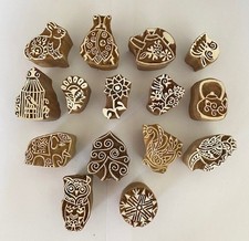 15 INDIAN HANDCARVED WOOD