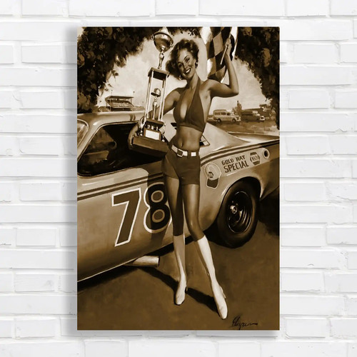 Vintage pin racer - racer, girl