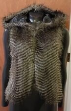 Matalan Be Beau Faux Fur Hooded Gilet Black/Brown/Grey UK 10