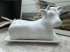 Cow butter dish white - butter, dish.