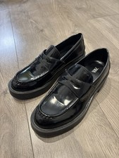 Zara Brogues Loafers Shoes Ladies Black Leather Size 5 Flats Bloggers Fav
