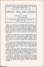THOMAS HARDY, TESS & MYSELF, BY NORMAN J. ATKINS. MONOGRAPHS ON THE LIFE, TIMES