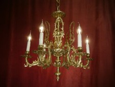 ANTIQUE CHANDELIER SHINY BRASS