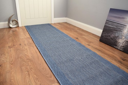 Blue flatweave runner rug - blue,