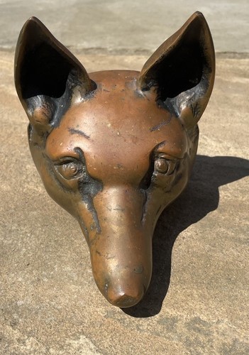 Vintage brass bronze fox head - vintage,