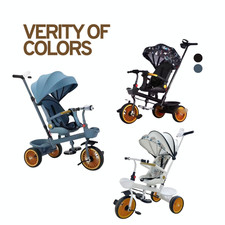 Sun Canopy Baby Toddler 6 in 1 Tricycle with Push Handle & 360° Rotating Seat