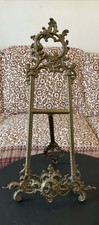 Antique Brass Rococo Style Picture Display Stand H53cm W28cm Support Bar 28cm