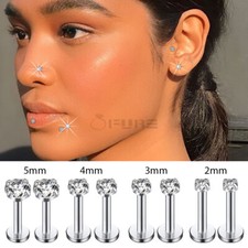 2pcs Diamond CZ Surgical Steel