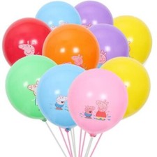 12" Peppa Pig Coloured Latex Party balloons 8pcs Madeoko Decorations UK Themed