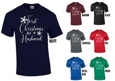 First Christmas as a Husband T-Shirt - White Print Hubby Married Xmas Gift