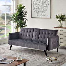 Grey Velvet 3-Seater Folding