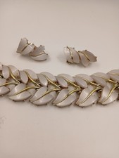 Vintage Coro White Enamel Leaf