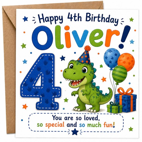 Personalised 4th dinosaur - personalised,