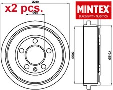 X2 PCS REAR BRAKE BRAKING DRUM