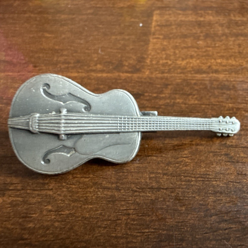 Men silver tone metal guitar - silver,