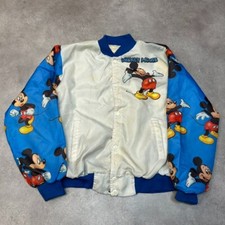 Chalk Line Mickey Mouse Bomber Jacket Mens Large 90's Fanimation Coat Beige