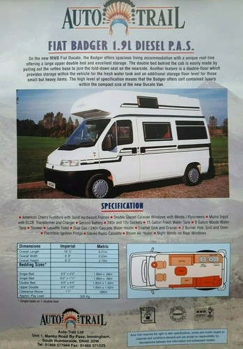 Auto trail fiat badger - auto, 1.9