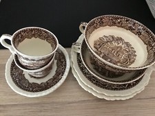 Vintage Masons Ironstone China, Vista England, brown tea and soup set
