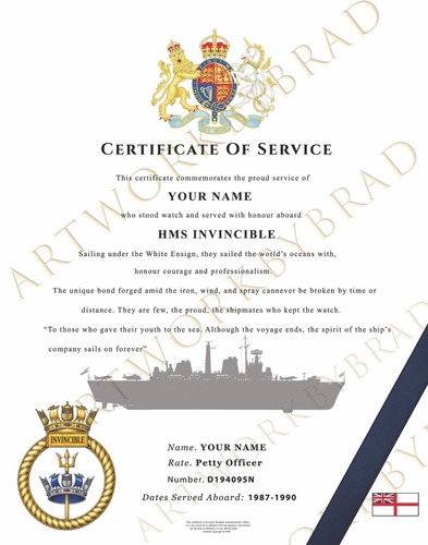Personalised hms invincible - hms,