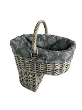 Grey-wash Wicker Stair Basket with Mulberry Tree Liner Tidy Storage Stairs Hall