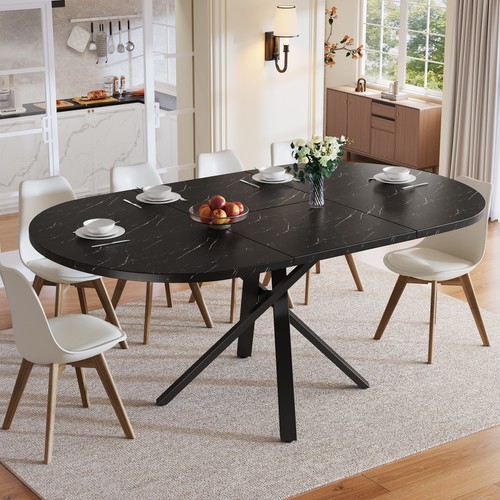 Round extendable dining table - round,
