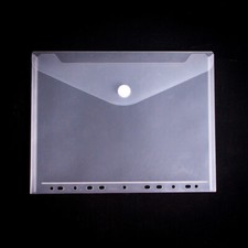 12Pcs A4 Plastic Stud Punched Document Wallets Folders Popper Ring Binder White