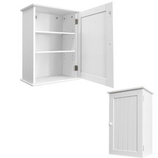 Wall Mounted Cabinet Bathroom Kitchen White Single Door Vanity Storage Cupboard