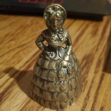 Vintage Crinoline Lady Brass BELL 8 cm tall 160g brass