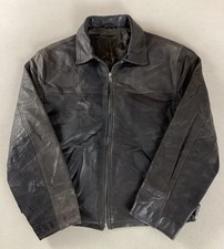 Vintage Leather Highwayman Jacket Bomber Jacket Buffalo Skin Brown Size L