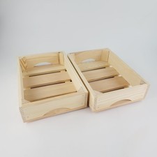 Wooden Crates 30cm long,Set of Two Made of Natural Wood for Fruits or Vegetables