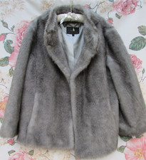 Grey Silky Faux Fur Jacket Shrug Size 12 by COAST £120 Worn Once Briefly