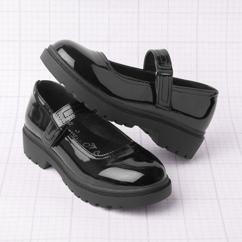 Girls black school shoes - black,