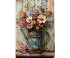 "FARMHOUSE CHARM FOUND"  STUNNING SHABBY CHIC VINTAGE STYLED METAL GARDEN SIGN