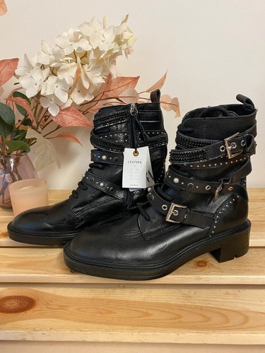 Women zara black leather - zara,