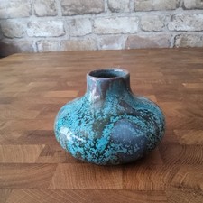 Early Pilkington Royal Lancastrian Squat Vase Shape 2170 Green / Blue Glaze 1913