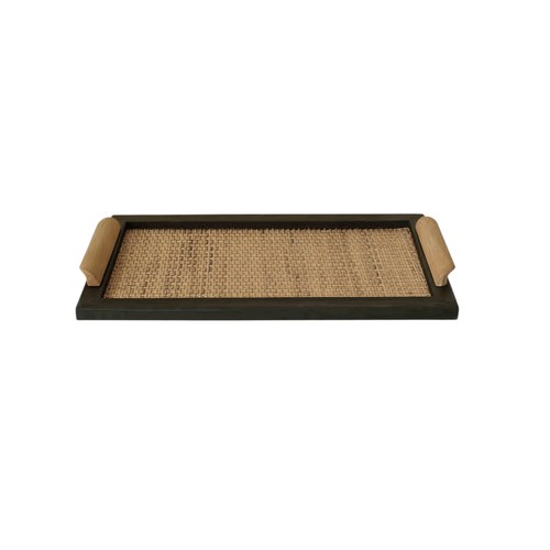 Woven tray with handles - woven,