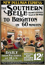 TR55 Vintage Brighton Southern Belle Railway Travel Poster Re-Print A4