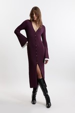 Karen Millen Jumper Maxi Dress L in Purple RRP £169