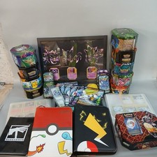 Pokemon Card Bundle Mixed Jumbo Cards Sets Large w/ Folder & Yu Gi Oh Tin -CP