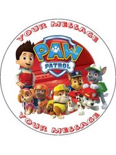 Paw Patrol 7.5" Round NOVELTY Personalised Message Birthday Cake Topper