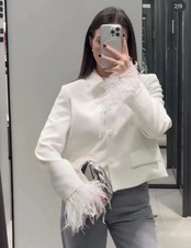 ZARA White Short Blazer Jacket
