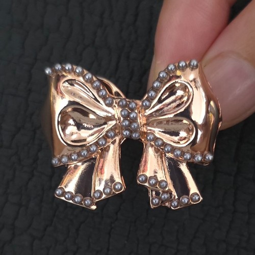 Elegant gold bow scarf ring - elegant,