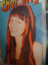 Cher Long Red Black Wig Headwear Hairpiece Cosplay Party Halloween  Vamp Diva