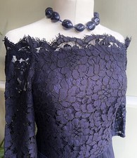 BNWT Beautiful NEXT Navy Lace Mix Evening/Occasion  Dress sz 12 ( rrp £56)