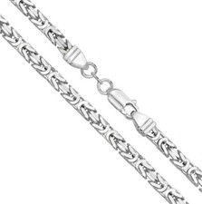 Sterling Silver Square Byzantine Chain / Necklace - 18 INCH - UK HALLMARKED