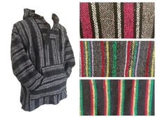 Mexican Style Baja Hoodie Jerga Drug Rug Striped Jumper Festival Hippy Unisex